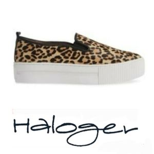 Halogen Baylee Calfhair Leopard Print Slip On Sneaker Shoe Size 8